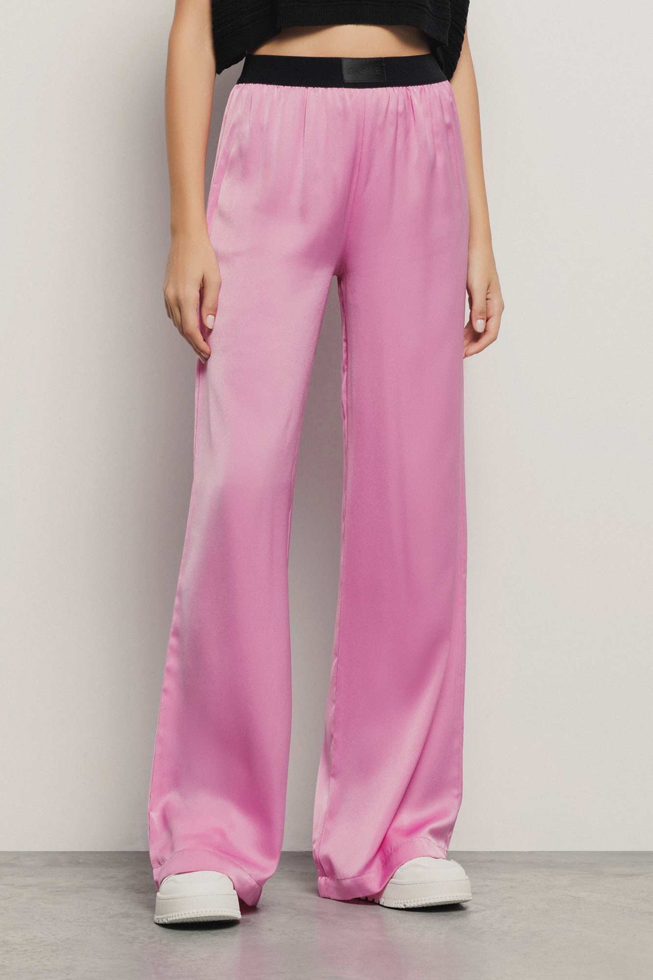 Pantalone morbido in raso • Rosa orchidea