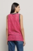 Canotta in pizzo con smanicato e ricamo • Fucsia