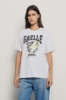 T shirt in jersey paricollo con stampa • Bianco