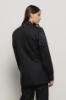 Giacca in twill monopetto con maniche a sbuffo a contrasto e polisino • Nero