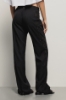 Pantalone in twill dritto con inserti in pizzo san gallo • Nero