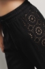 Pantalone in twill dritto con inserti in pizzo san gallo • Nero