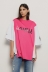 Maxi t-shirt paricollo • Bianco fucsia
