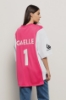 Maxi t-shirt paricollo • Bianco fucsia