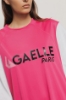 Maxi t-shirt paricollo • Bianco fucsia
