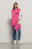 Maxi t-shirt paricollo • Bianco fucsia