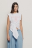 T shirt smanicata con dettaglio arricciato • Bianco