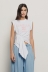 T shirt smanicata con dettaglio arricciato • Bianco