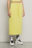 Gonna midi in felpa con cinto elastico con dettagli taglio vivo e ricamo • Lime