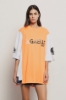 Maxi t-shirt paricollo • Bianco arancio