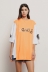 Maxi t-shirt paricollo • Bianco arancio