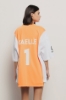 Maxi t-shirt paricollo • Bianco arancio