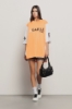 Maxi t-shirt paricollo • Bianco arancio
