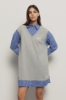 Abito corto all in one composto da maxi gilet • Grigio melange/azzuro scuro
