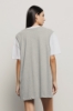 Abito corto con maxi gilet scollo a v e maniche in jersey con stampa • Grigio melange