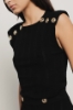 Top cropped in punto traforato • Nero