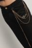 Pantalone boy straight con mix catene • Nero