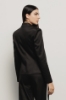 Giacca slim in twill con revers in raso • Nero gesso