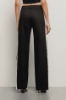 Pantalone a palazzo in twill con fianchi in raso • Nero gesso