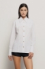 Camicia sfiancata in popeline con bottoni • Gesso