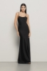 Abito lingerie con scollatura profonda in raso • Nero