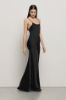 Abito lingerie con scollatura profonda in raso • Nero