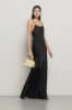 Abito lingerie con scollatura profonda in raso • Nero
