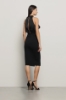 Abito midi all-in-one in raso e punto milano • Nero