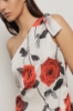 Abito corto in raso stampato • Rose rosse