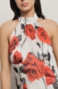 Abito lungo scollo halter in raso creponne • Rose rosse