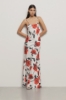 Abito lingerie con scollatura profonda in raso • Bianco rosso