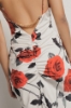 Abito lingerie con scollatura profonda in raso • Bianco rosso
