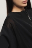 Giubbino zip con dettaglio tulle • Nero