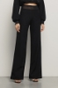 Pantalone dritto con dettaglio tulle in vita • Nero