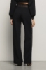 Pantalone dritto con dettaglio tulle in vita • Nero