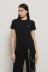 T-shirt paricollo in bielastico con logo in strass • Nero