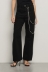Pantalone boy over loose fit con catene strass • Nero