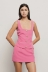 Top smanicato con bottoni in cady • Fucsia