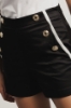 Short a vita alta in twill e raso con bottoni • Nero gesso