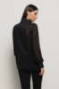 Camicia con tasche in georgette e popeline • Nero
