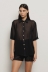 Camicia over in georgette e popeline • Nero