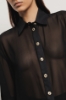 Camicia over in georgette e popeline • Nero