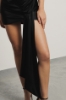 Abito corto monospalla in twill opaco • Nero