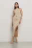 Abito con scollo halter in costina • Deserto