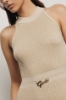 Abito con scollo halter in costina • Deserto