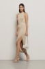 Abito con scollo halter in costina • Deserto