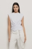 T-shirt smanicata con incrocio sul davanti e logo in strass neri • Bianco