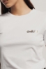 T-shirt paricollo in bielastico con logo oro lato cuore • Bianco
