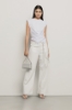 Pantalone boy over loose fit con catene strass • Off white