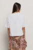 T-shirt cropped con inserto in pizzo macramè • Bianco